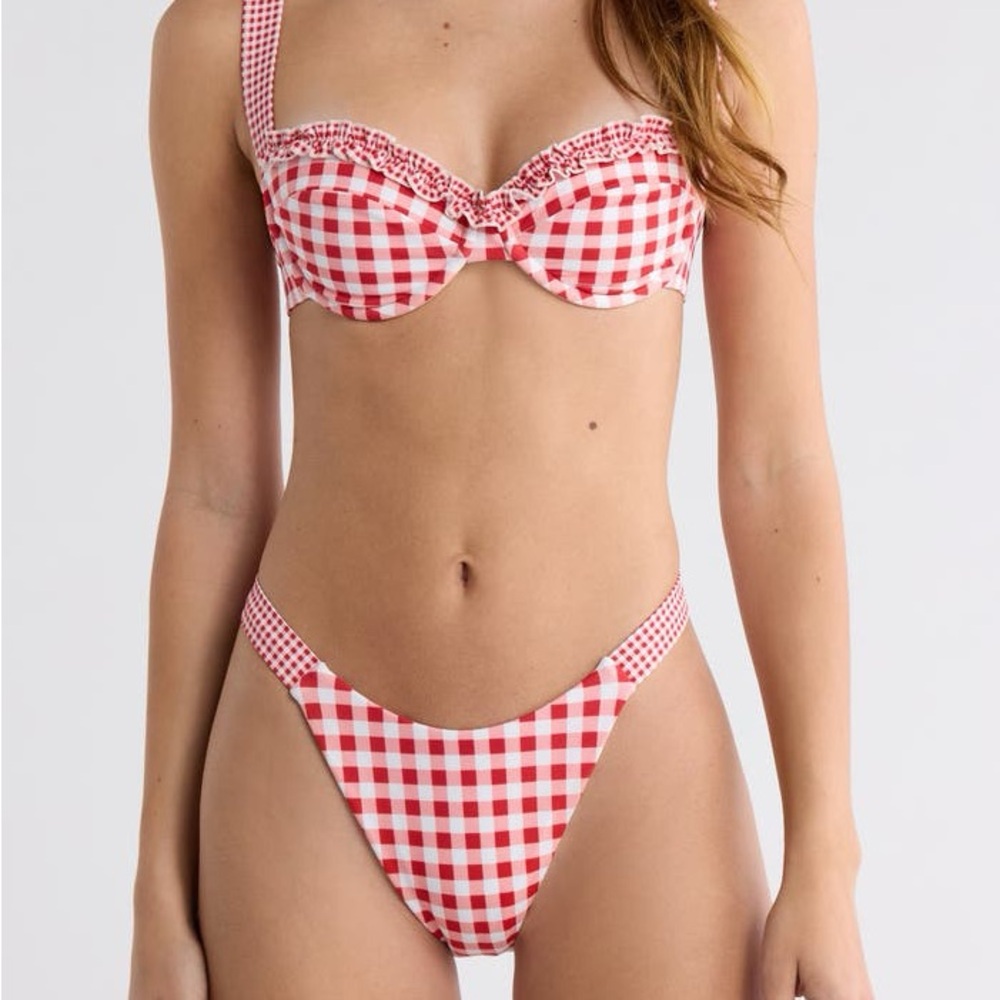 NWT PacSun Red and White Gingham Bikini Set